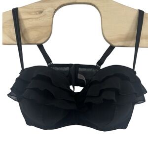 Cacique black bandeau bra with ruffles Size 44DDD / 44F New with tag